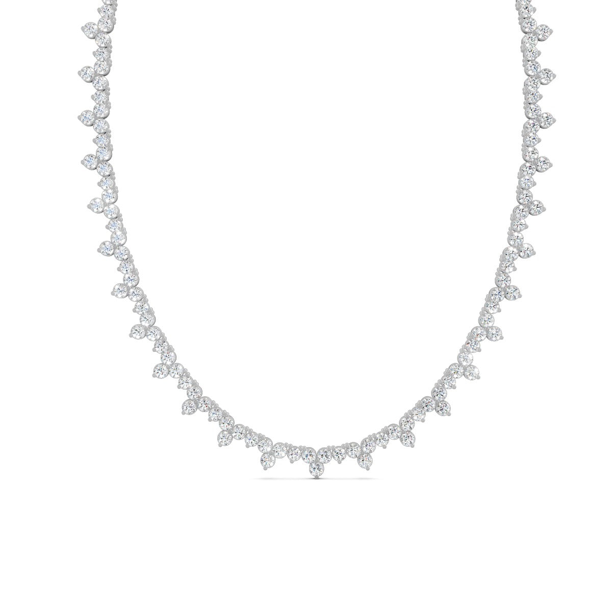 16.90 Ct Round Cut Moissanite Floral Cluster Tennis Necklace 14K Yellow Gold Plated