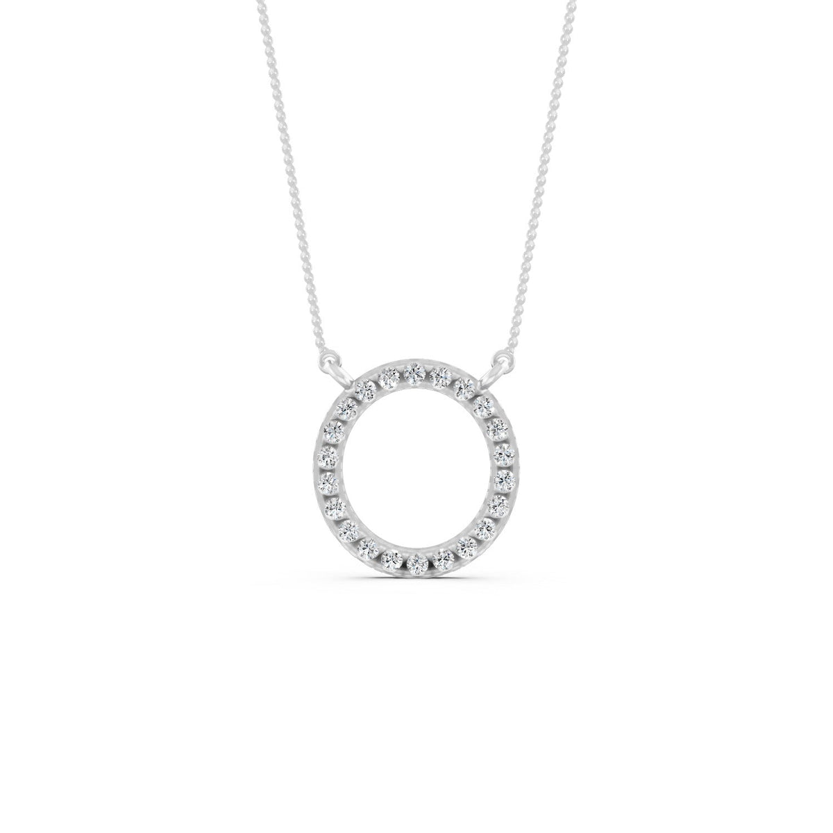 0.34Ct Round Cut Moissanite Circle Pendant Necklace 14K Yellow Gold Plated