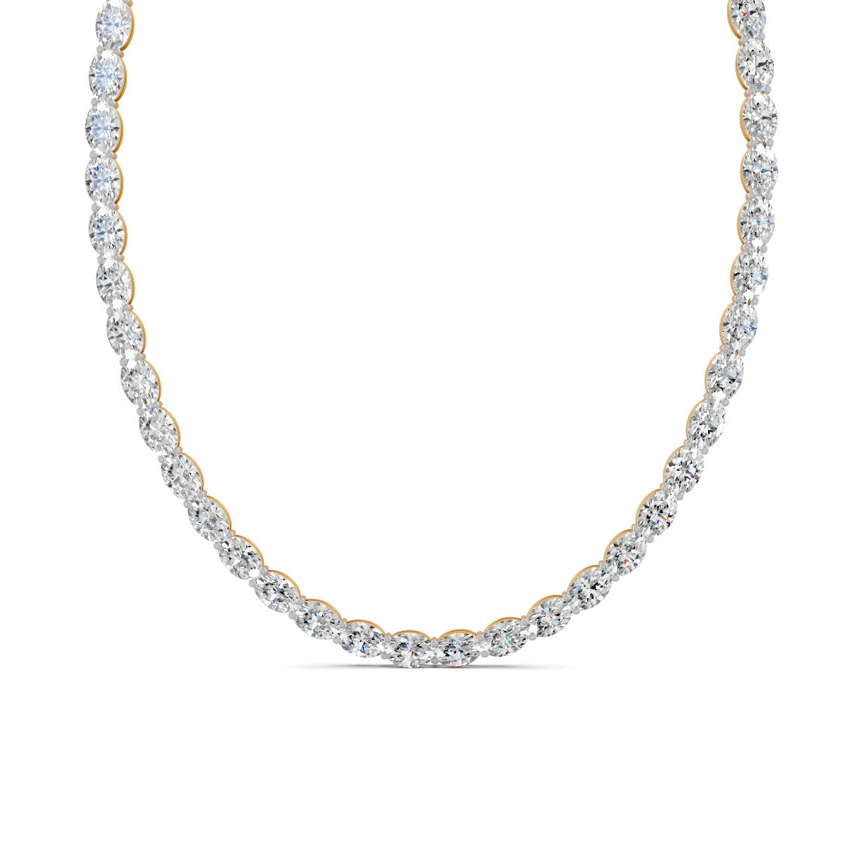 12Ct Oval Cut Moissanite Tennis Necklace 14K Yellow Gold Plated