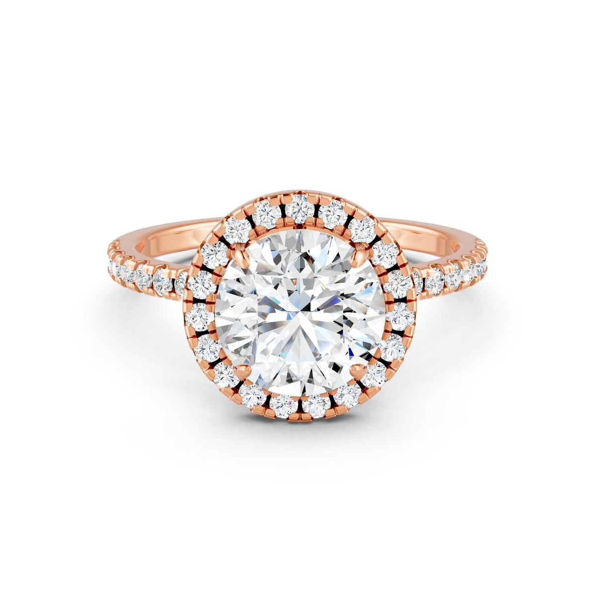 1.87Ct Round Cut Moissanite Halo Engagement Ring 14K Gold Plated