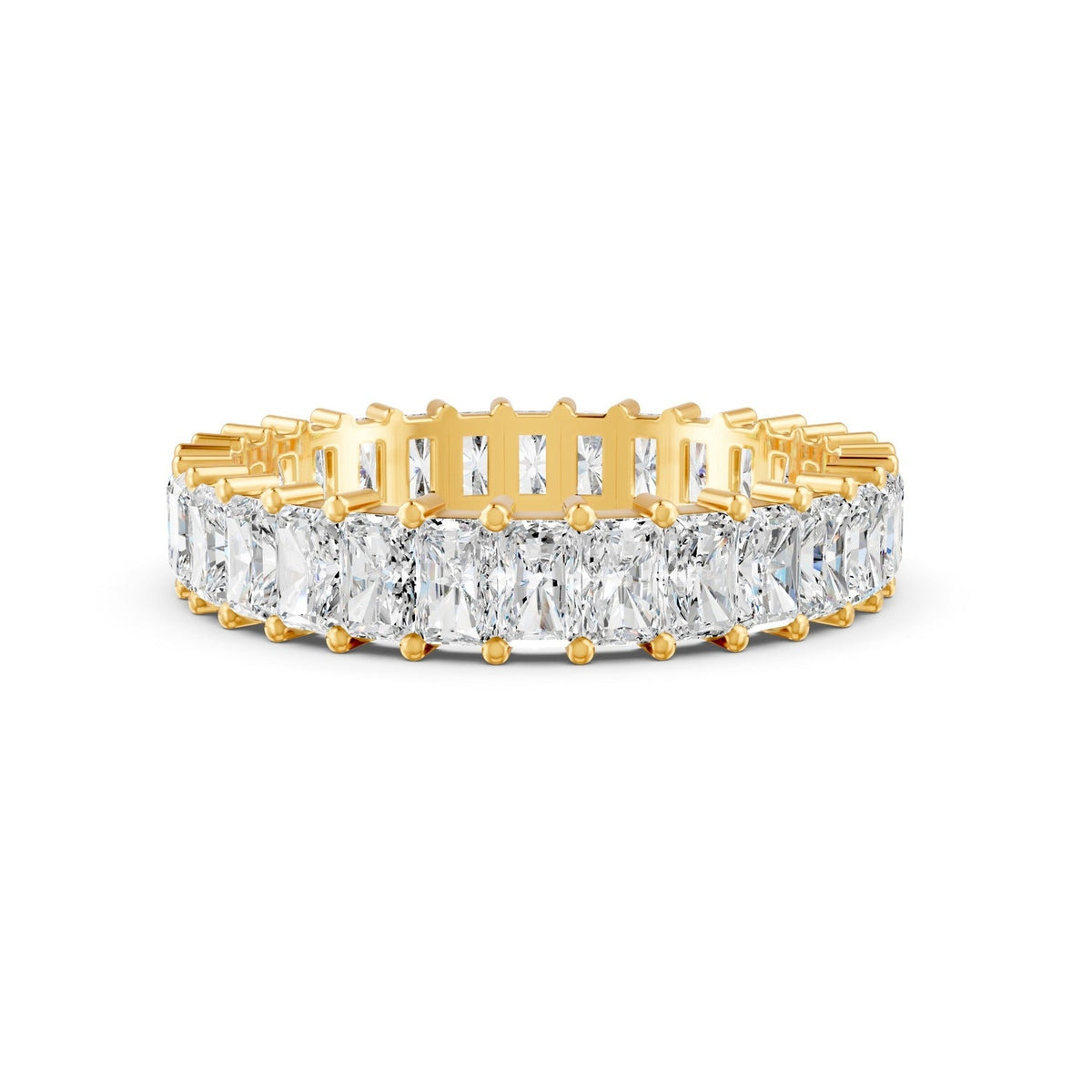 3.08 Ct Emerald Cut Moissanite Full Eternity Band Ring 14K Gold Plated