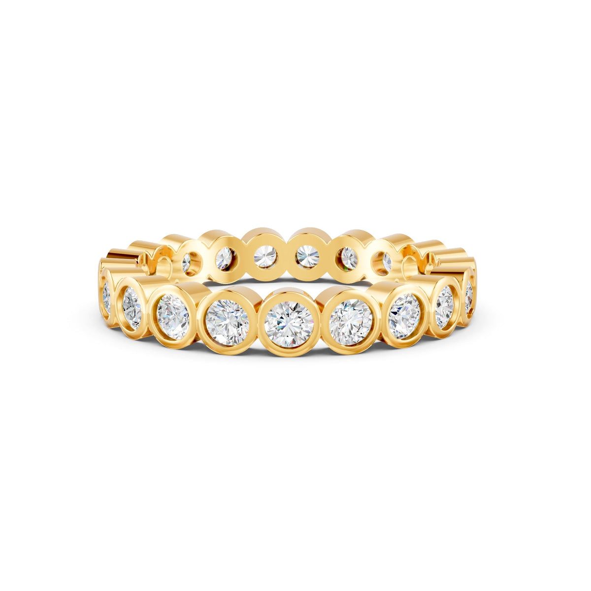 1.14Ct Round Cut Moissanite Bezel Set Full Eternity Band Ring 14K Gold Plated