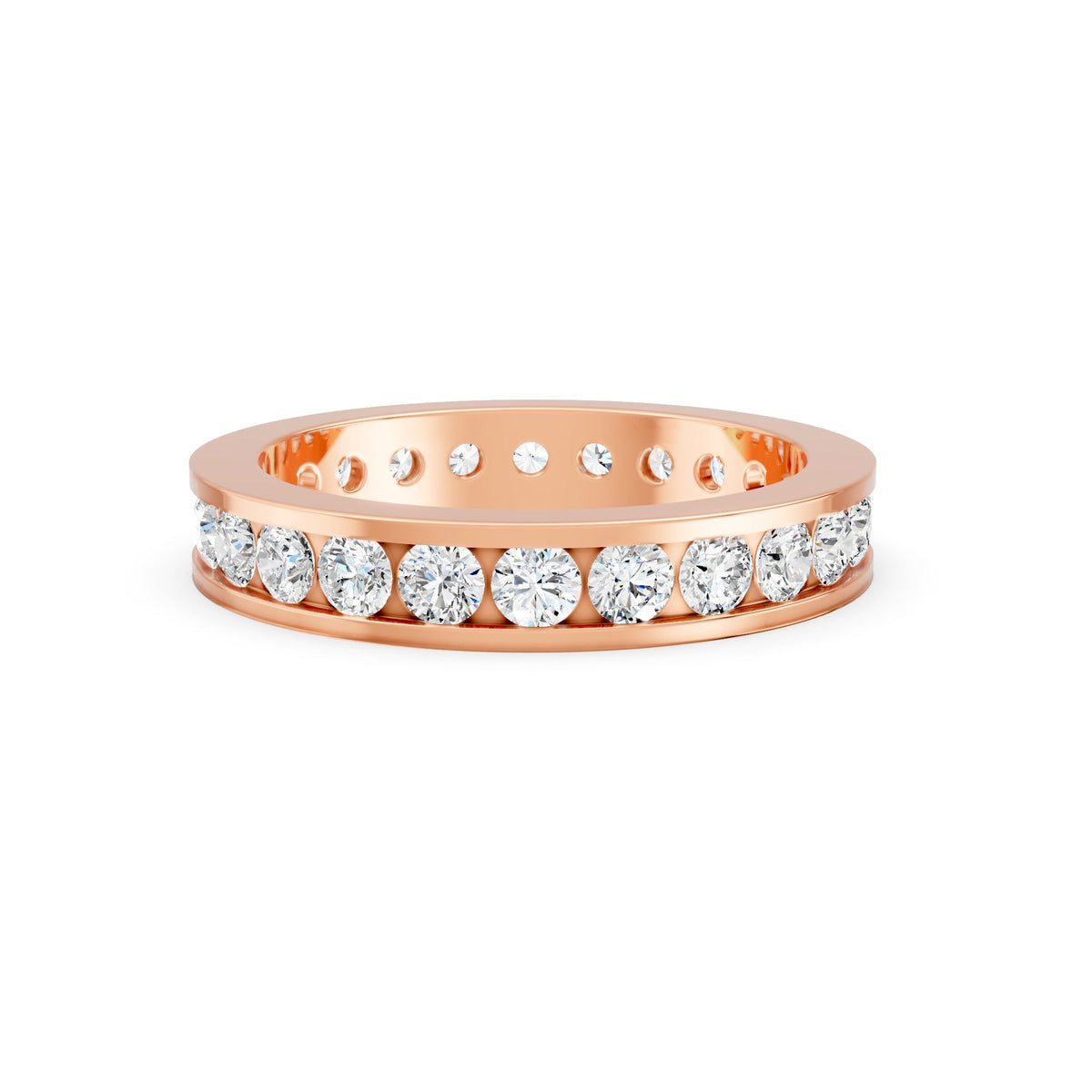 1.38Ct Round Cut Moissanite Channel Set Full Eternity Band Ring 14K Gold Plated