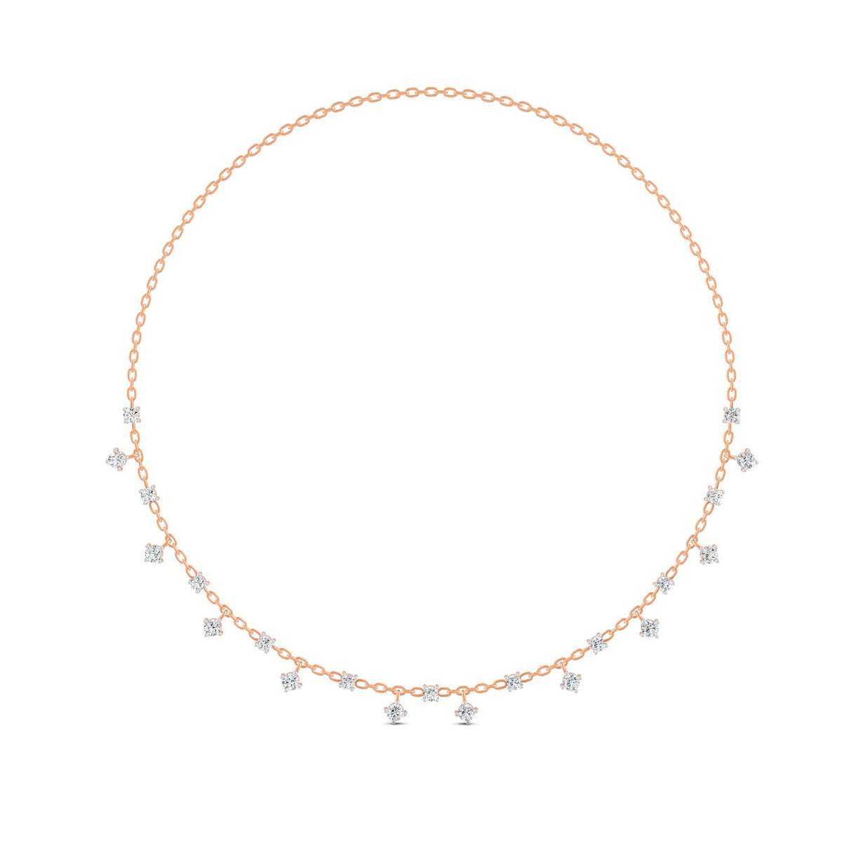0.76 Ct Round Cut Moissanite Minimalist Chain Necklace In 14K Yellow Gold Plated