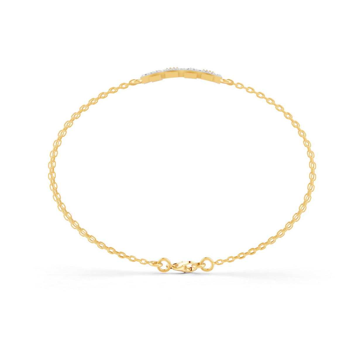 0.27 Ct Round Cut Moissanite Minimalist Bar Chain Bracelet 14K Yellow Gold Plated