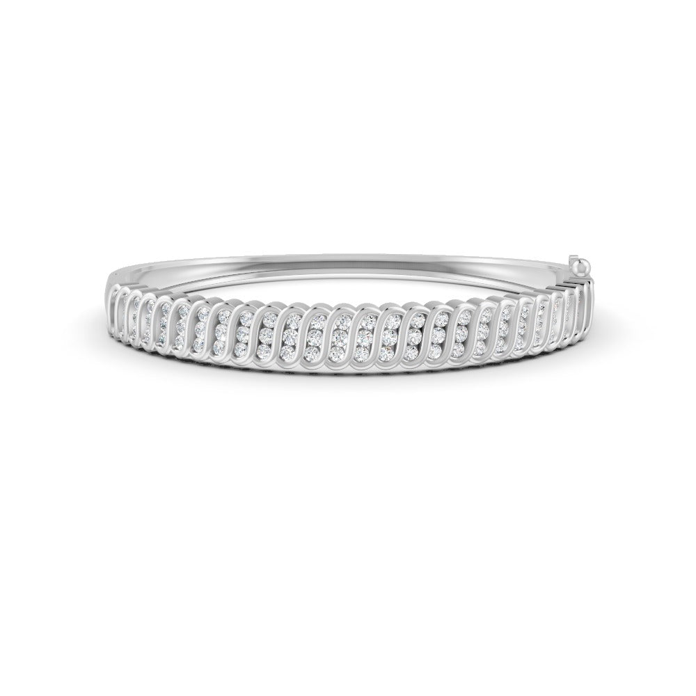 1.90 Ct Round Cut Natural Moissanite Women's Bangle Bracelets 14K Gold Plated