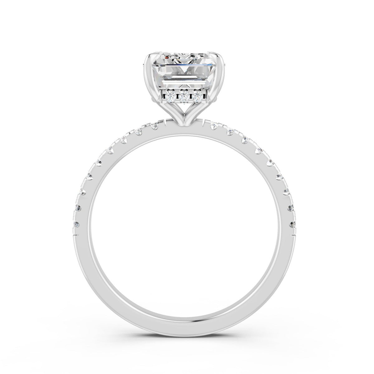 2.80Ct Emerald & Round Cut Moissanite Engagement Ring 14K Gold Plated