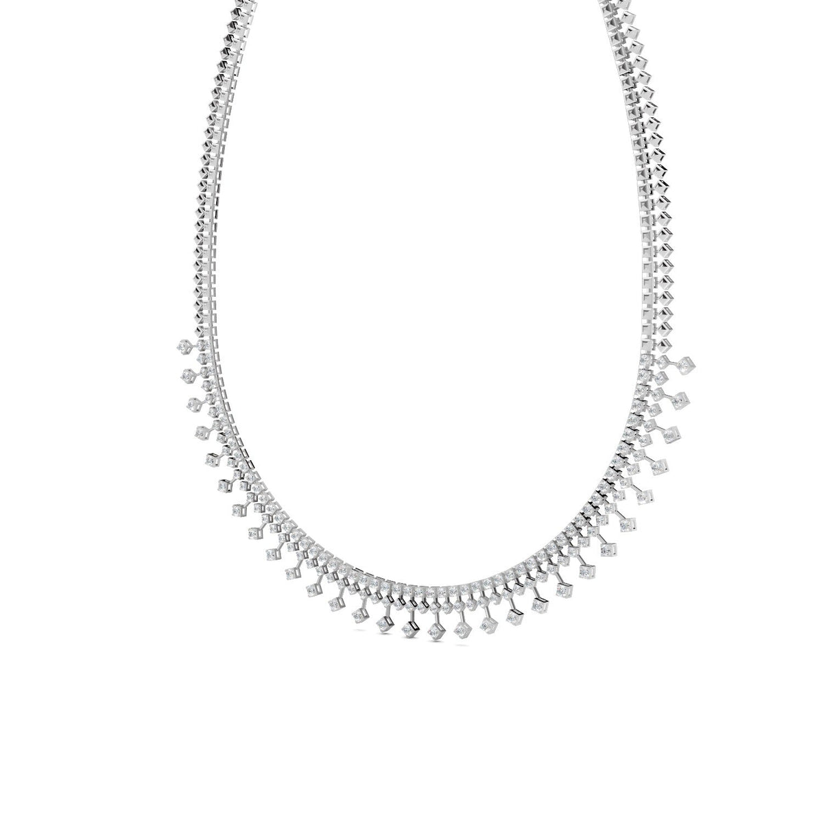 4.51 Ct Round Cut Moissanite Fringe Statement Necklace In 14K Yellow Gold Plated
