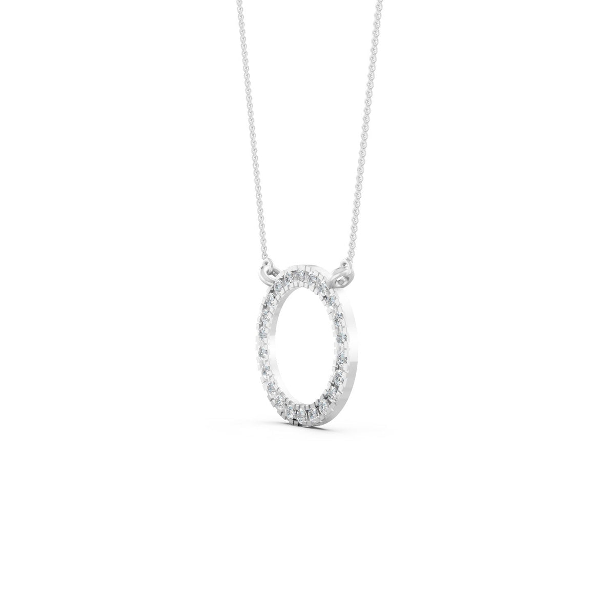 0.34Ct Round Cut Moissanite Circle Pendant Necklace 14K Yellow Gold Plated