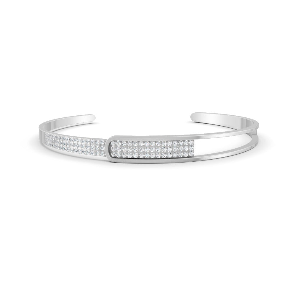 0.85 Ct Round Cut Natural Moissanite Women Cuff Bangle Bracelets 14K Gold Plated