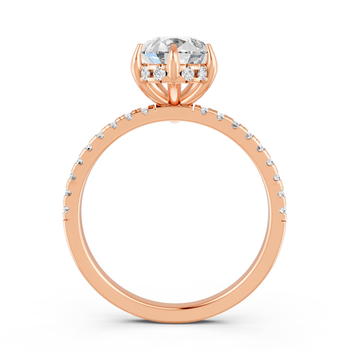 2.09Ct Pear Cut Moissanite Hidden Halo Engagement Ring 14K Gold Plated