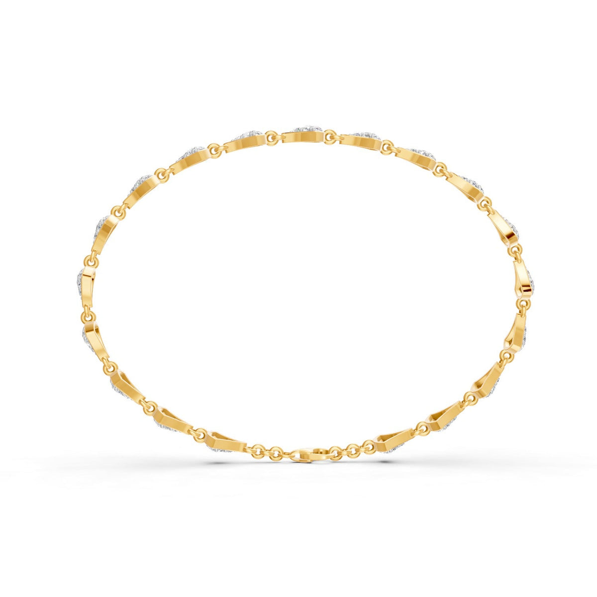1.06 Ct Round Cut Moissanite Cluster Link Bracelet 14K Yellow Gold Plated