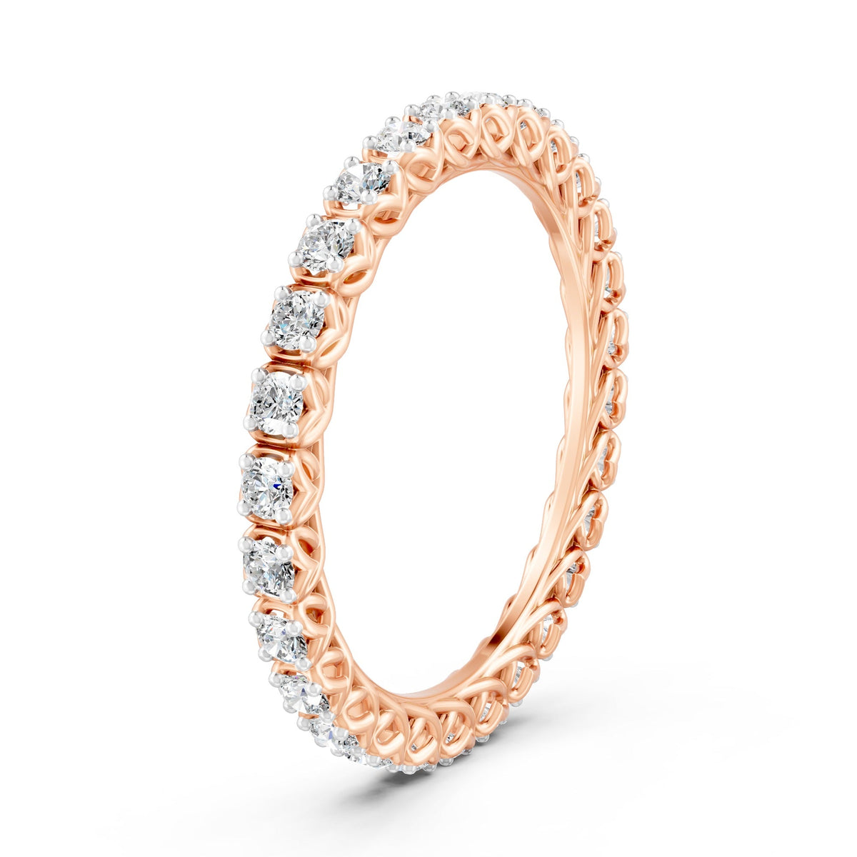 0.54Ct Round Cut Moissanite Full Eternity Band Ring 14K Gold Plated
