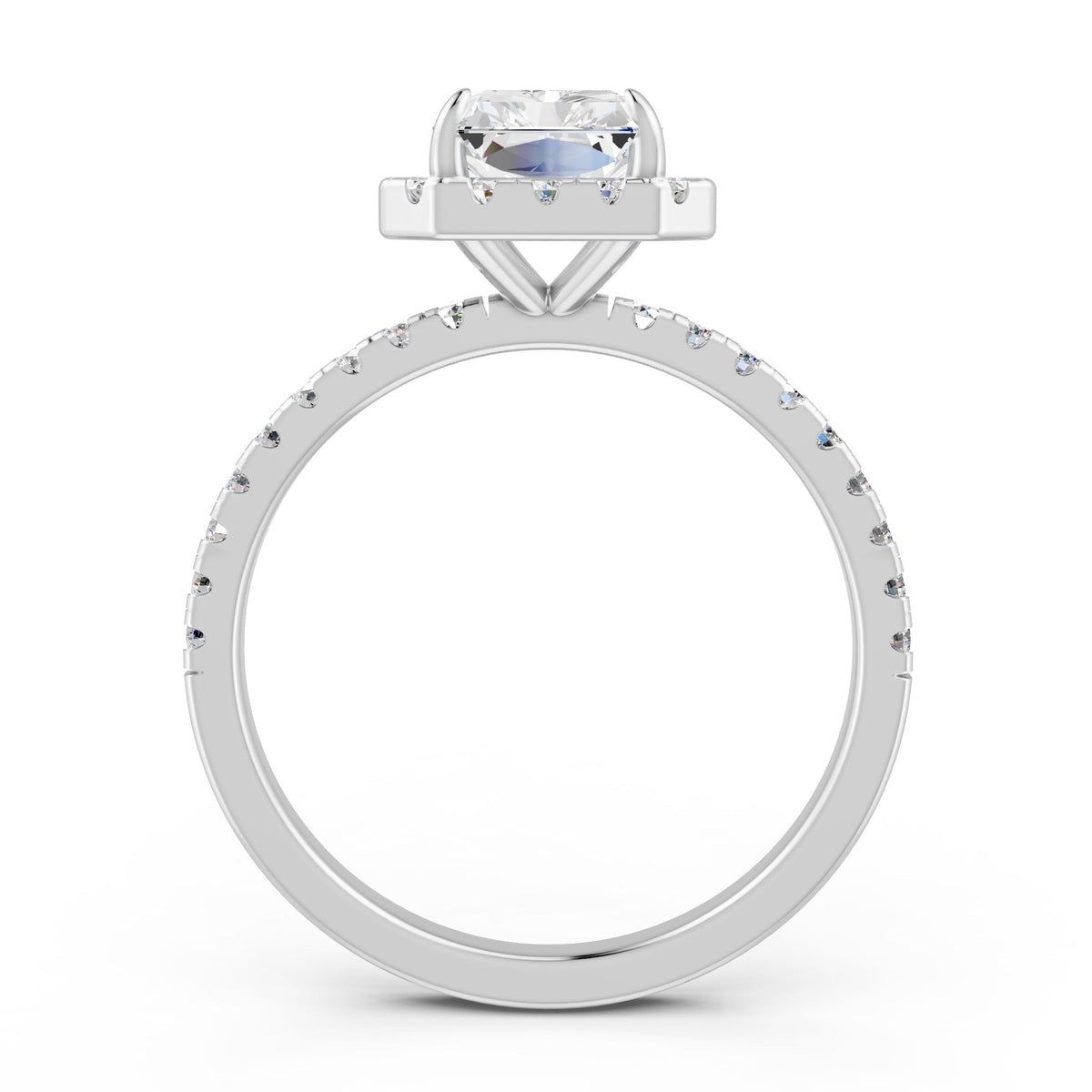 2.15Ct Emerald Cut Moissanite Halo Engagement Ring 14K Gold Plated