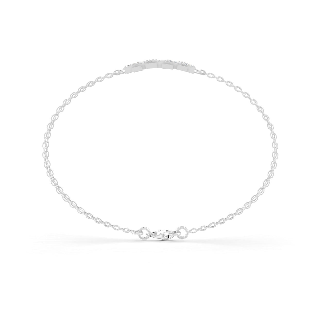 0.27 Ct Round Cut Moissanite Minimalist Bar Chain Bracelet 14K Yellow Gold Plated
