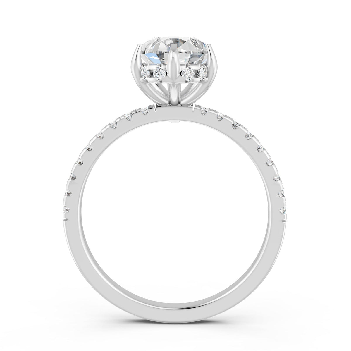 2.09Ct Pear Cut Moissanite Hidden Halo Engagement Ring 14K Gold Plated