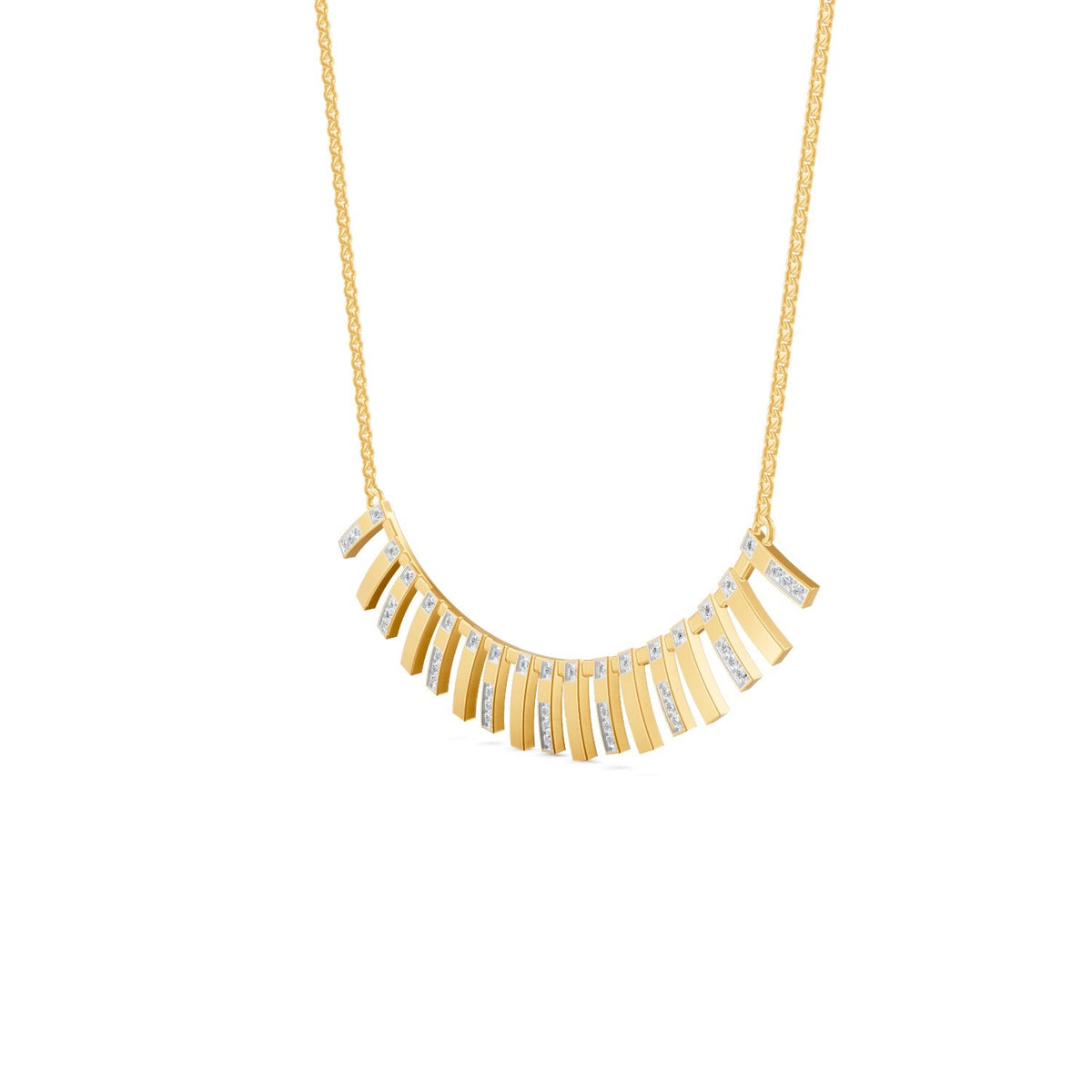 0.29 Ct Round Cut Moissanite Minimalist Chain Necklace 14K Yellow Gold Plated