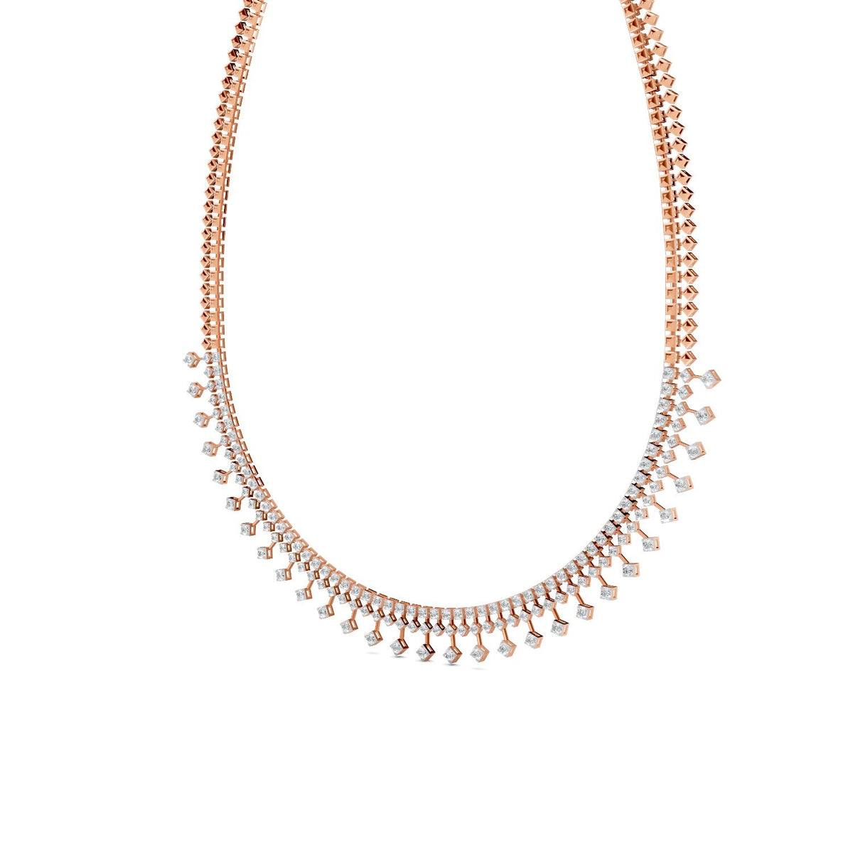4.51 Ct Round Cut Moissanite Fringe Statement Necklace In 14K Yellow Gold Plated