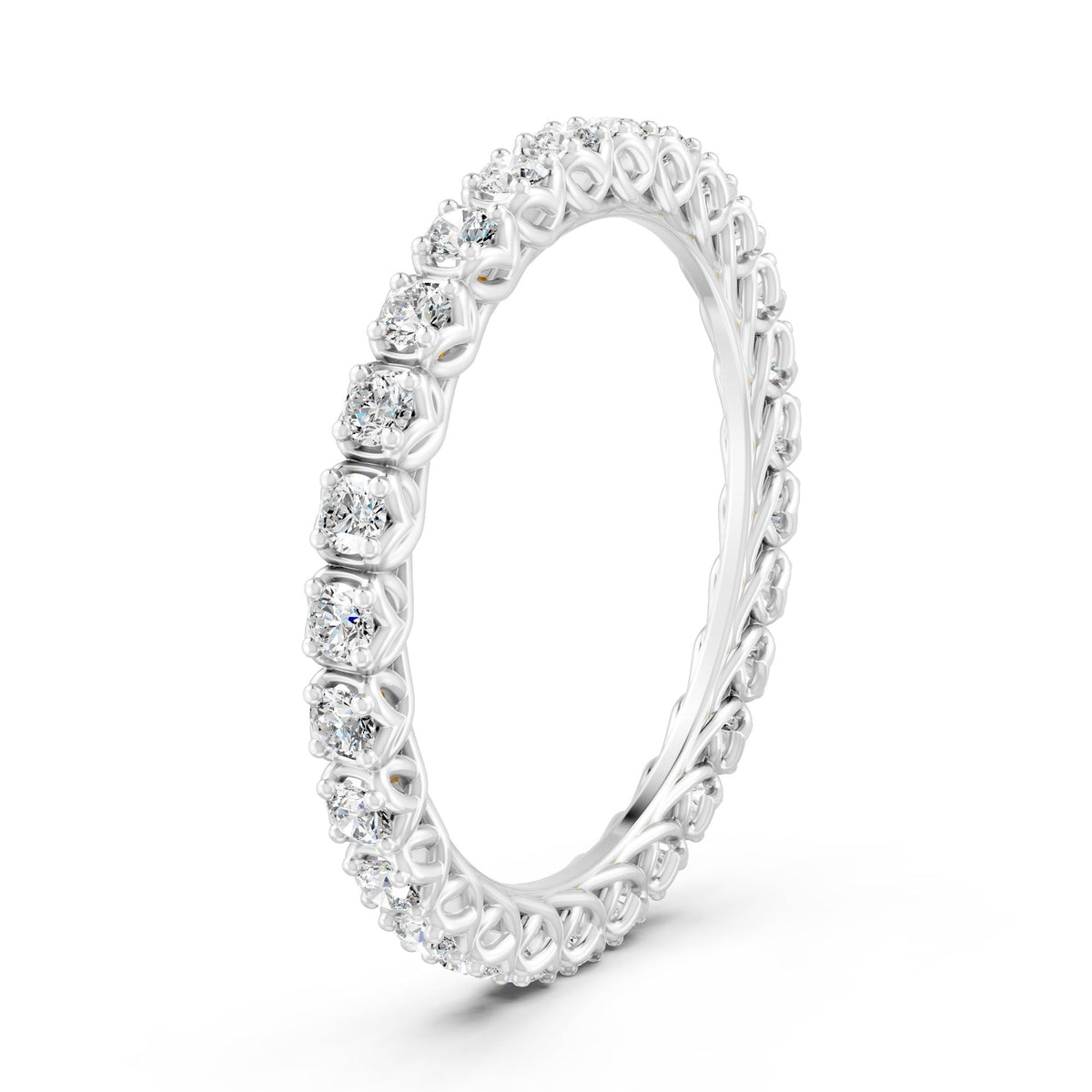0.54Ct Round Cut Moissanite Full Eternity Band Ring 14K Gold Plated