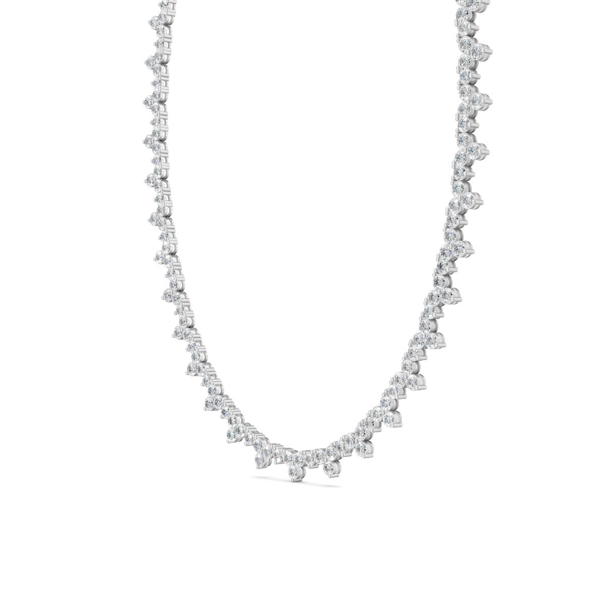 16.90 Ct Round Cut Moissanite Floral Cluster Tennis Necklace 14K Yellow Gold Plated
