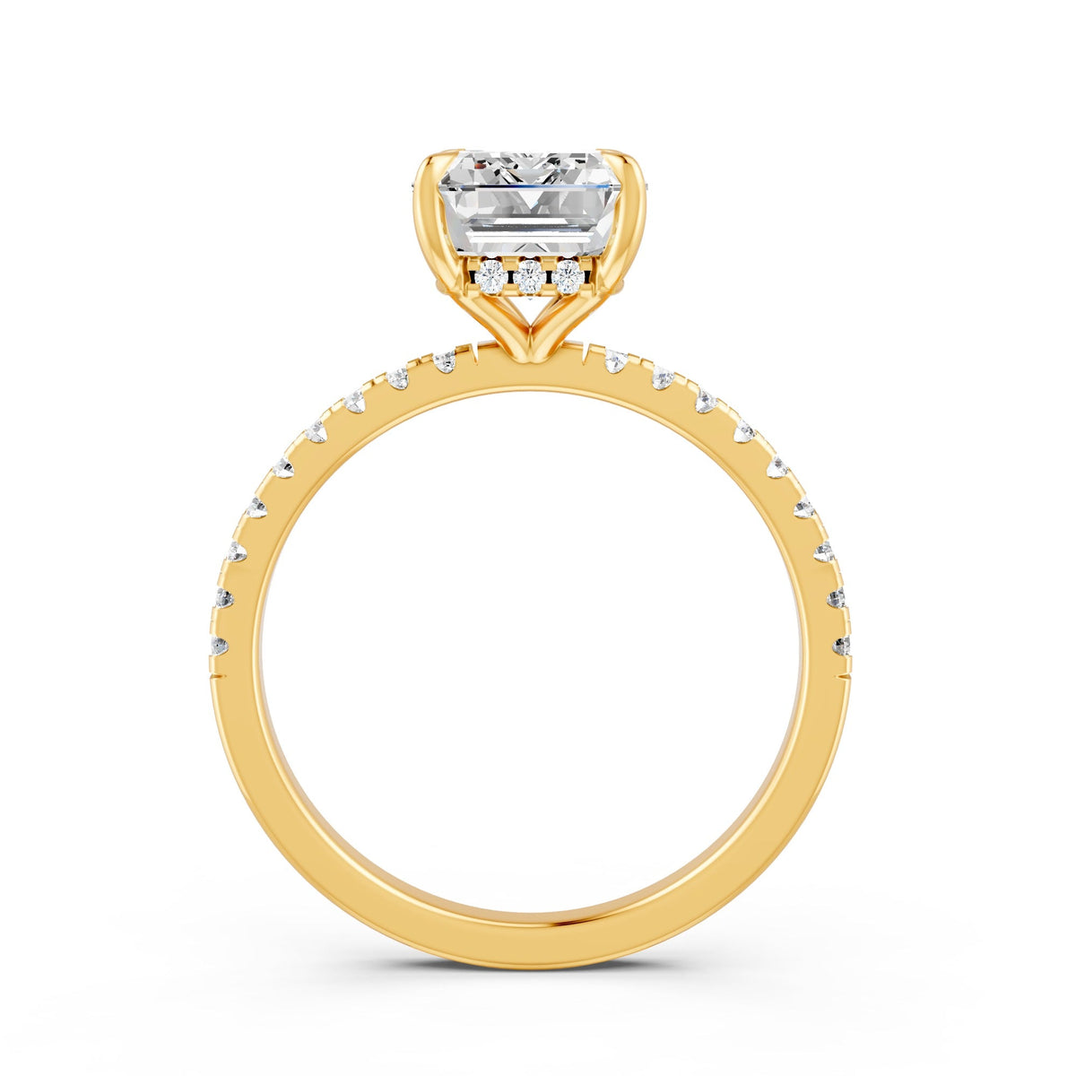 2.80Ct Emerald & Round Cut Moissanite Engagement Ring 14K Gold Plated