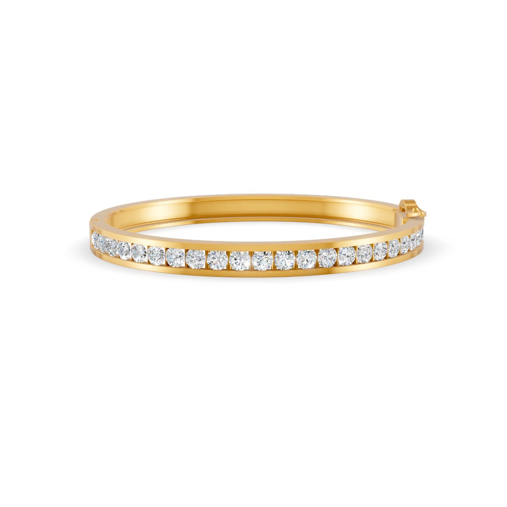 5.50 Ct Round Cut Natural Moissanite Channel Set Bangle Bracelet 14K Gold Plated