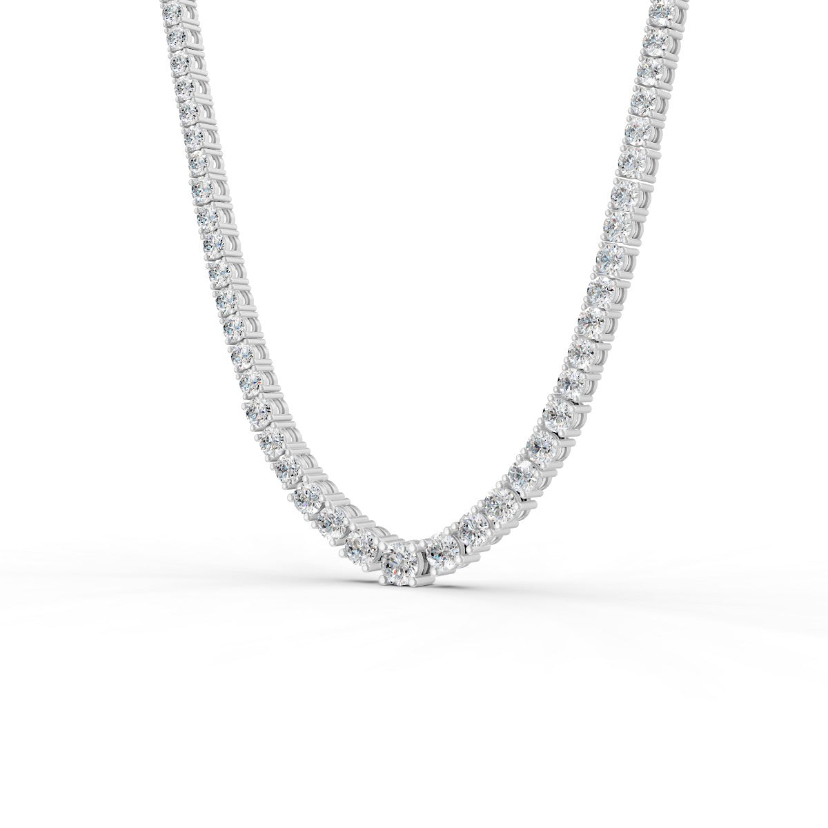 17.54 Ct Round Cut Graduation Moissanite Tennis Necklace 14K Yellow Gold Plated
