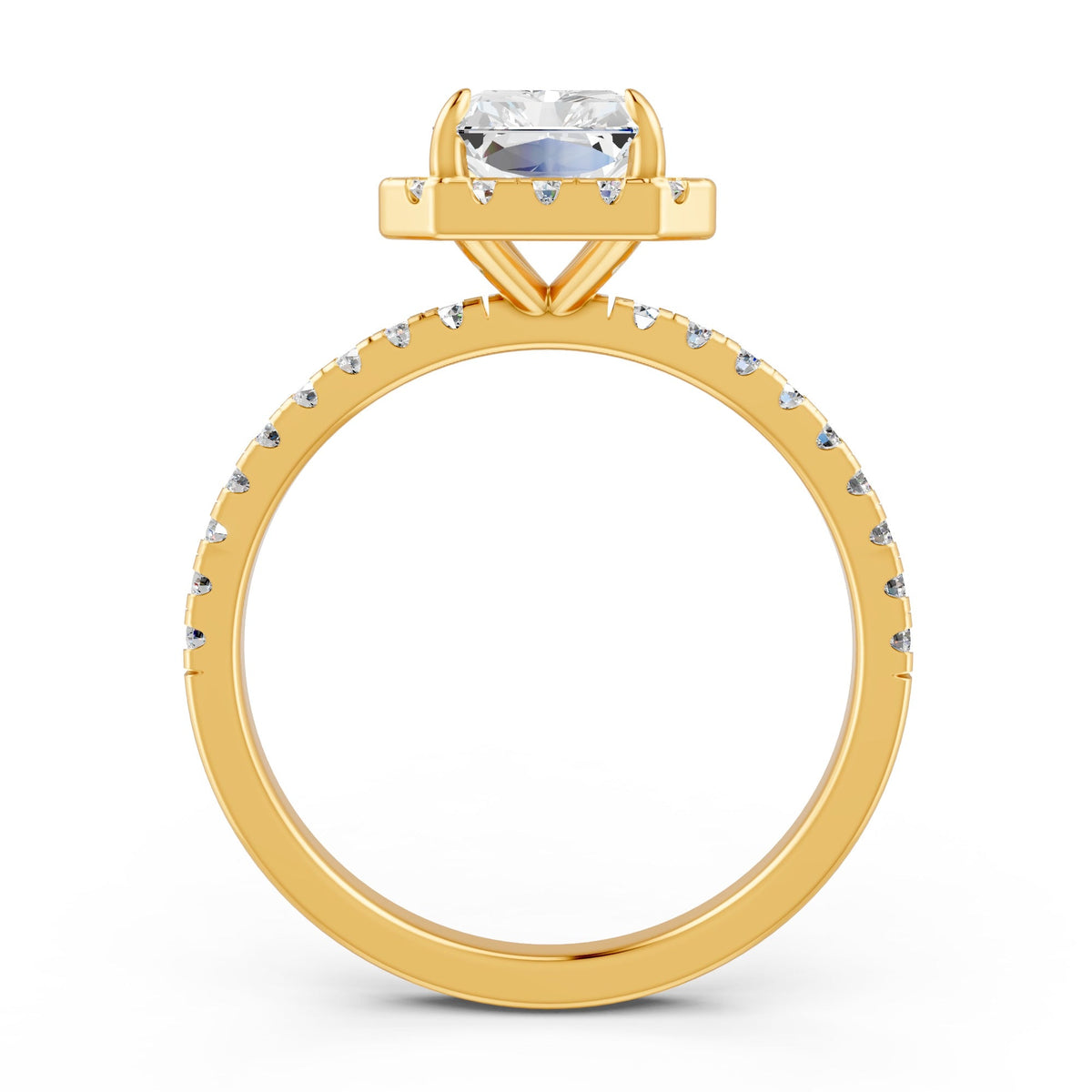2.15Ct Emerald Cut Moissanite Halo Engagement Ring 14K Gold Plated