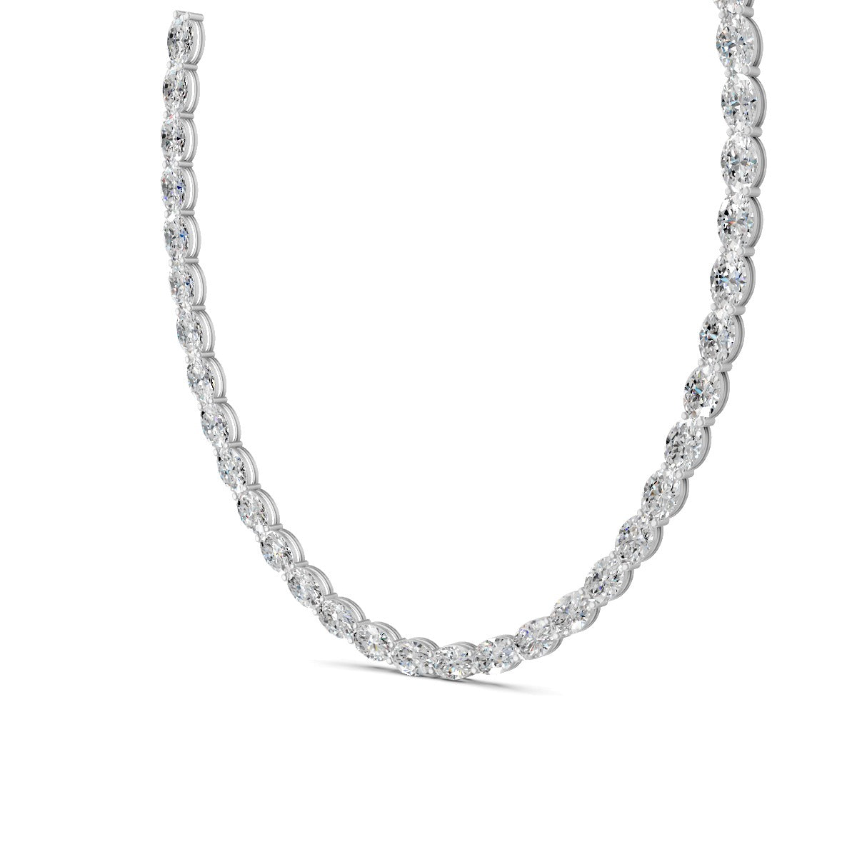 12Ct Oval Cut Moissanite Tennis Necklace 14K Yellow Gold Plated