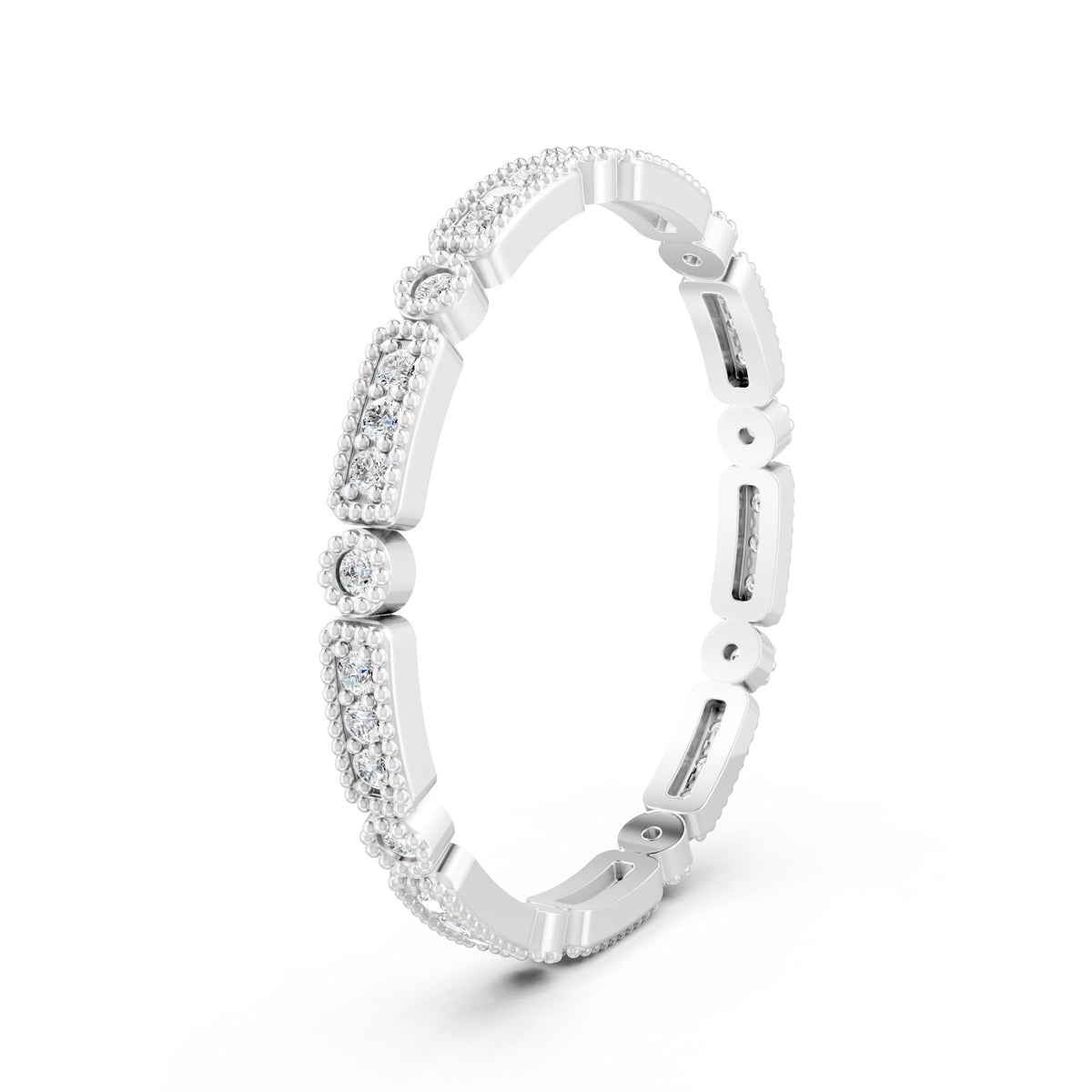 0.18Ct Round Cut Moissanite Full Eternity Band Ring In 14K Gold Plated