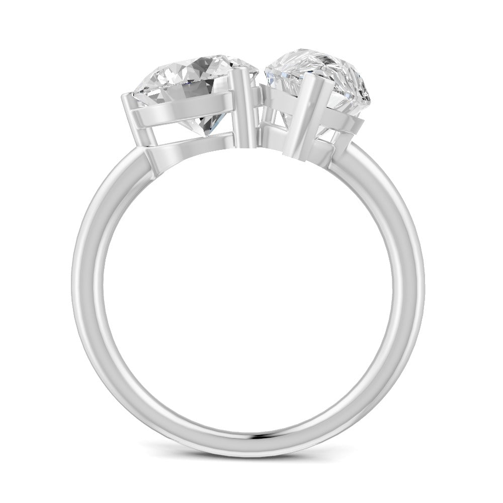 3.80 Ct Pear & Round Cut Real Moissanite Toi Et Moi Ring 14K Yellow Gold Plated