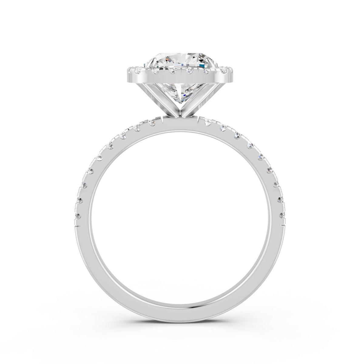 2.09 Ct Cushion & Round Cut Moissanite Engagement Ring 14K Gold Plated