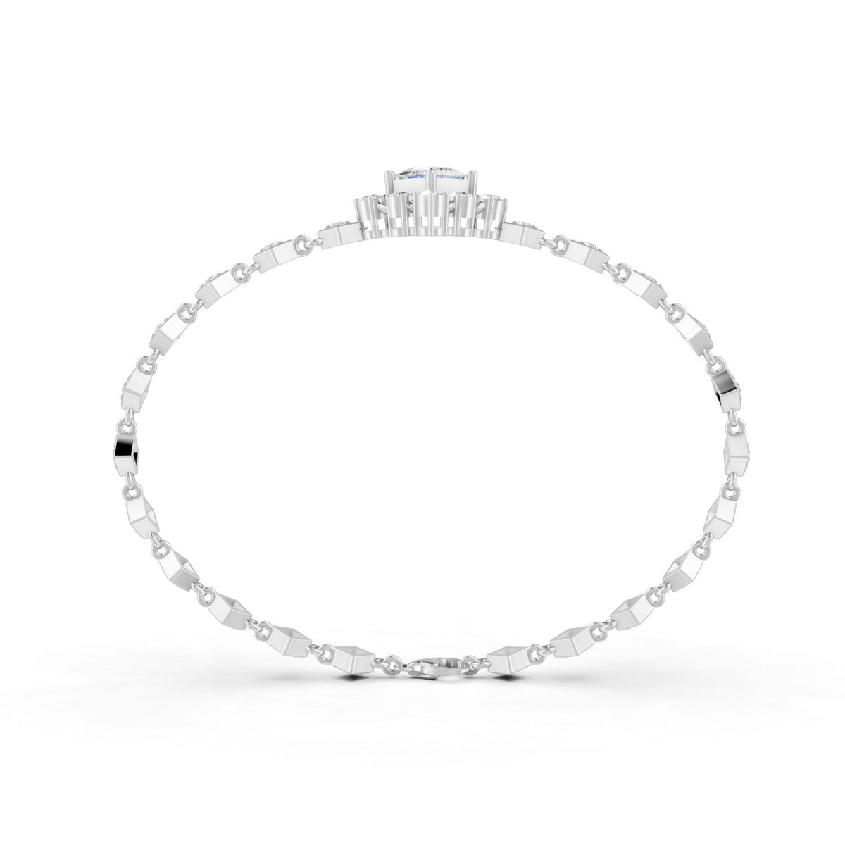 1.70 Ct Round Cut Moissanite Geometric Link Bracelet 14K Yellow Gold Plated
