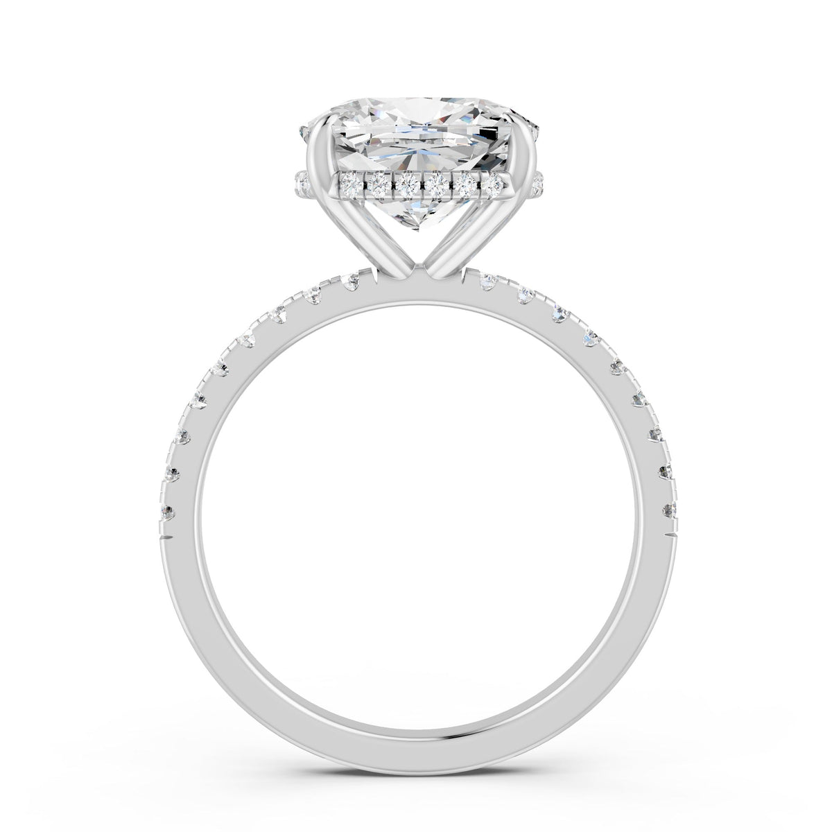 3.53Ct Cushion Cut Moissanite Hidden Halo Engagement Ring 14K Gold Plated
