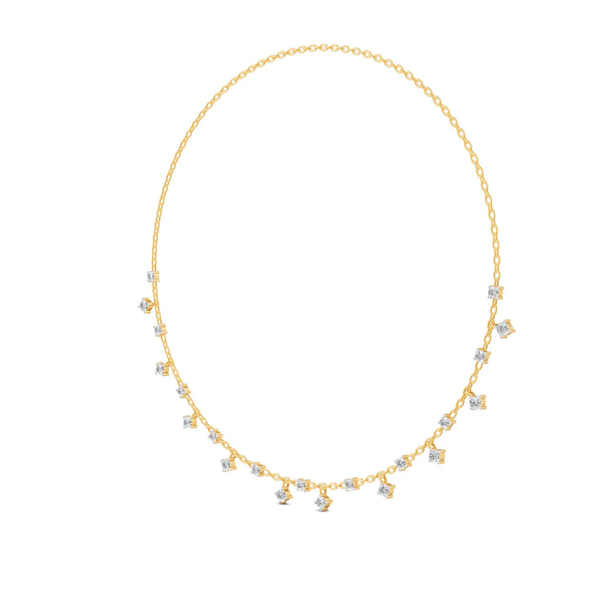 0.76 Ct Round Cut Moissanite Minimalist Chain Necklace In 14K Yellow Gold Plated