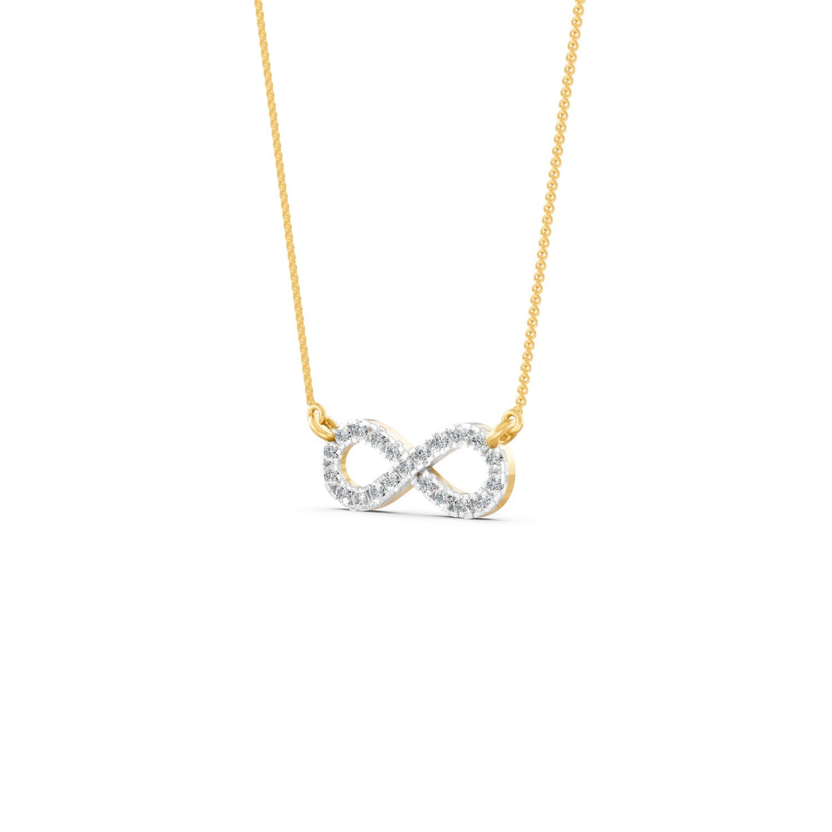 0.33Ct Round Cut Moissanite Infinity Pendant Necklace 14K Yellow Gold Plated