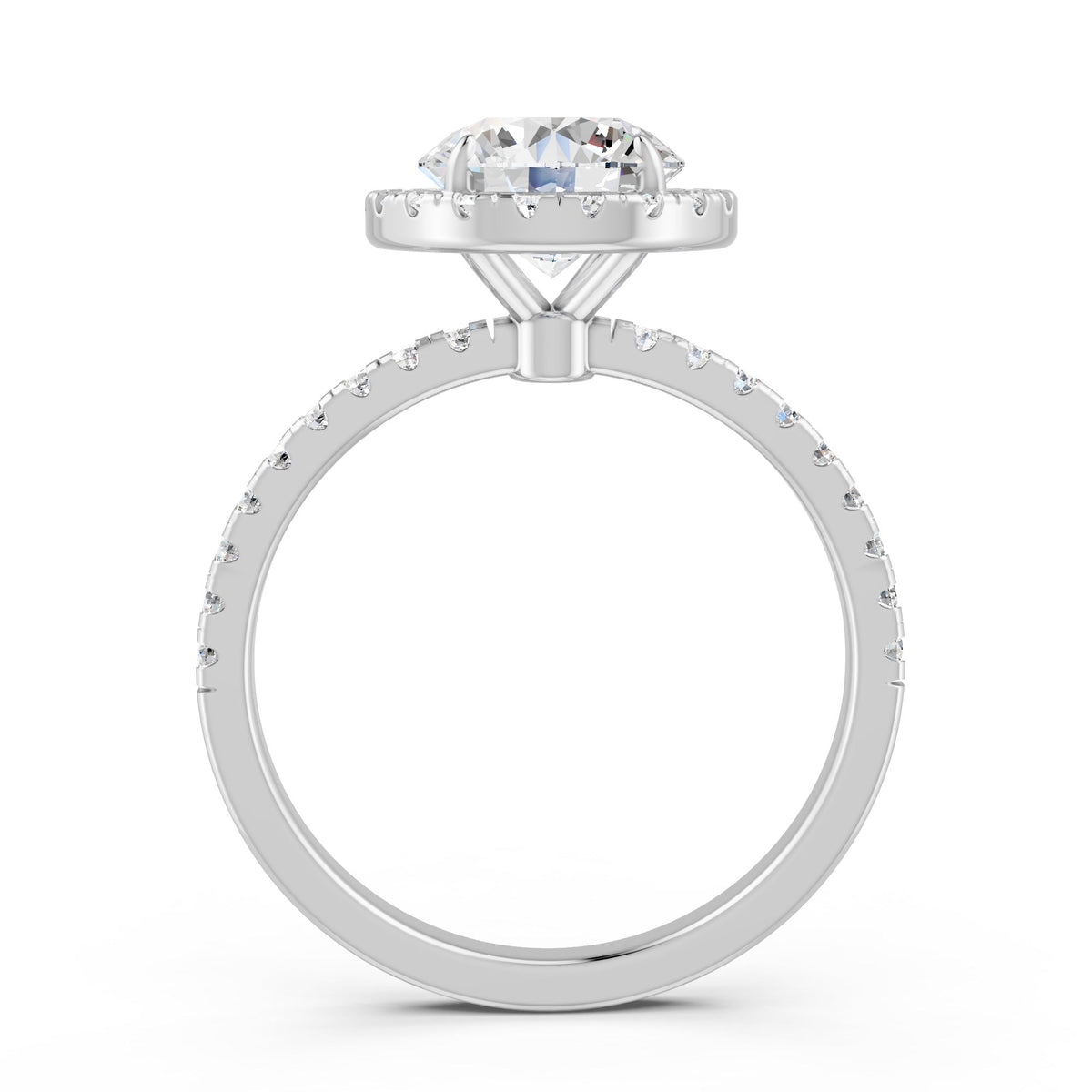 1.87Ct Round Cut Moissanite Halo Engagement Ring 14K Gold Plated
