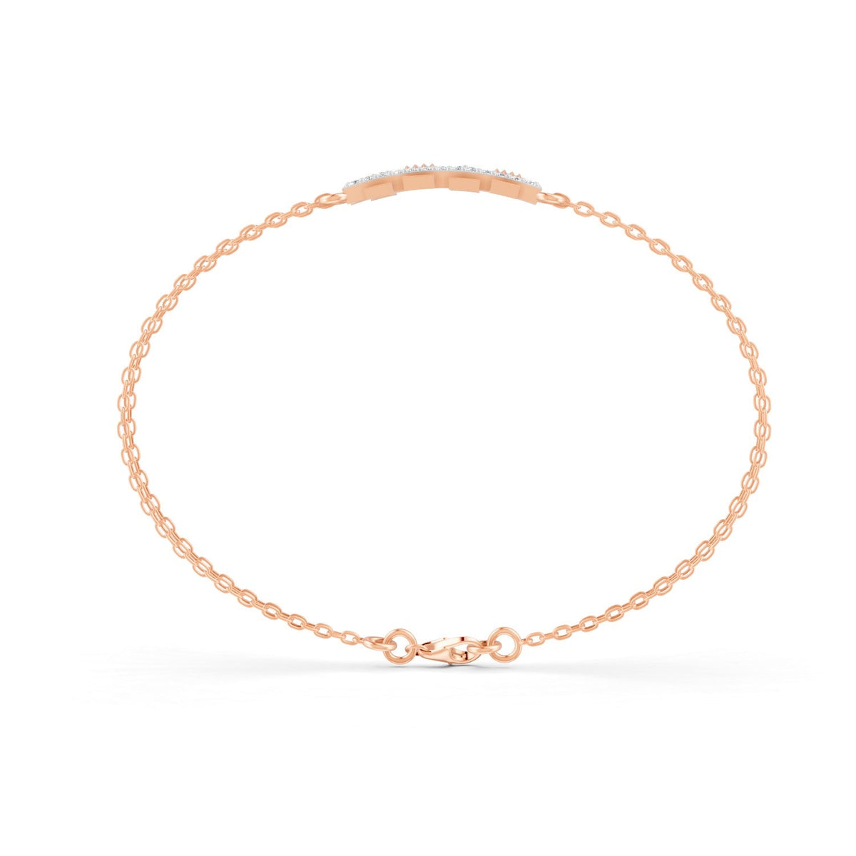 0.27 Ct Round Cut Moissanite Minimalist Bar Chain Bracelet 14K Yellow Gold Plated