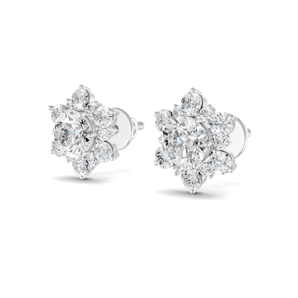 0.72 Ct Round Cut Moissanite Cluster Stud Earrings 14K Yellow Gold Plated