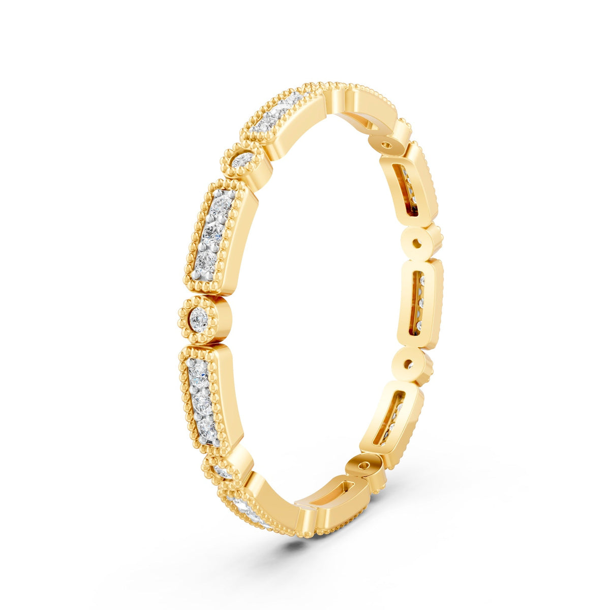 0.18Ct Round Cut Moissanite Full Eternity Band Ring In 14K Gold Plated
