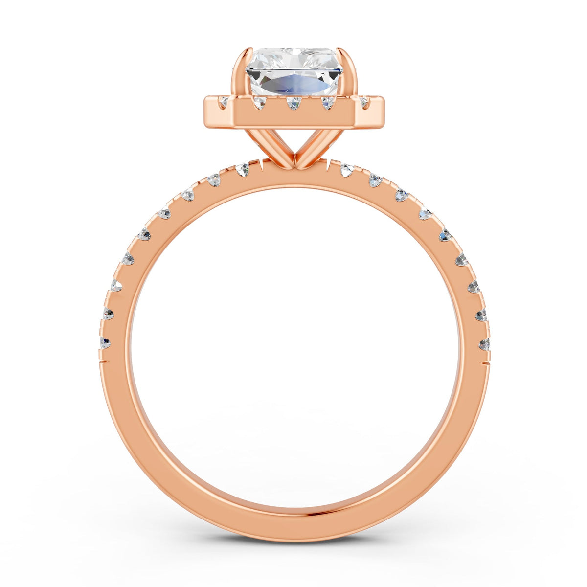 2.15Ct Emerald Cut Moissanite Halo Engagement Ring 14K Gold Plated