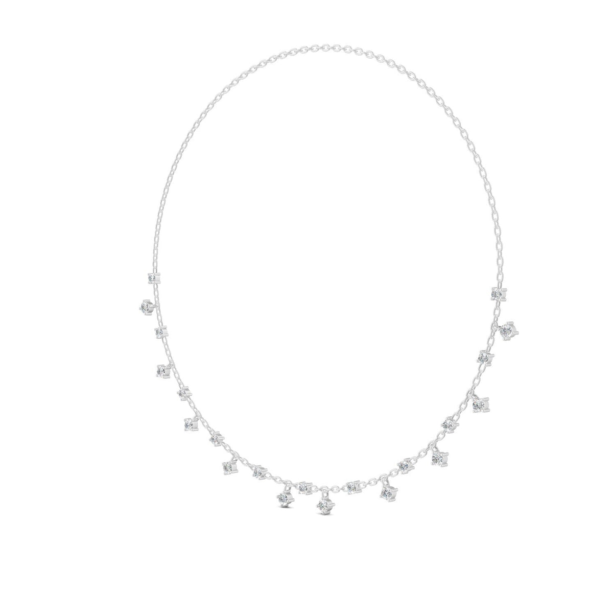 0.76 Ct Round Cut Moissanite Minimalist Chain Necklace In 14K Yellow Gold Plated