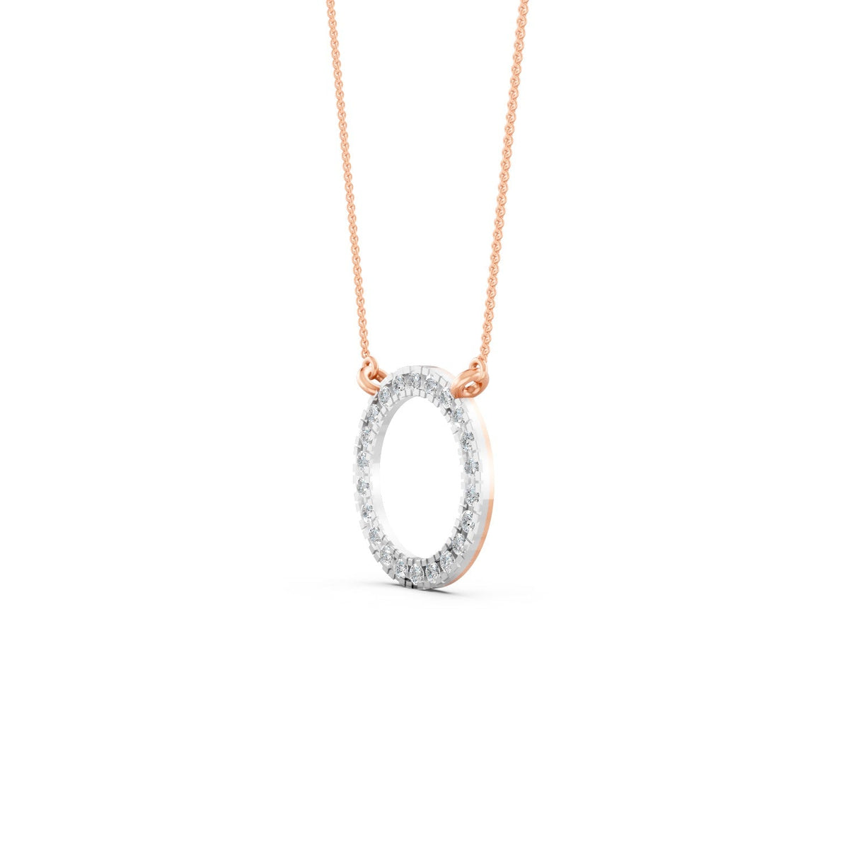 0.34Ct Round Cut Moissanite Circle Pendant Necklace 14K Yellow Gold Plated