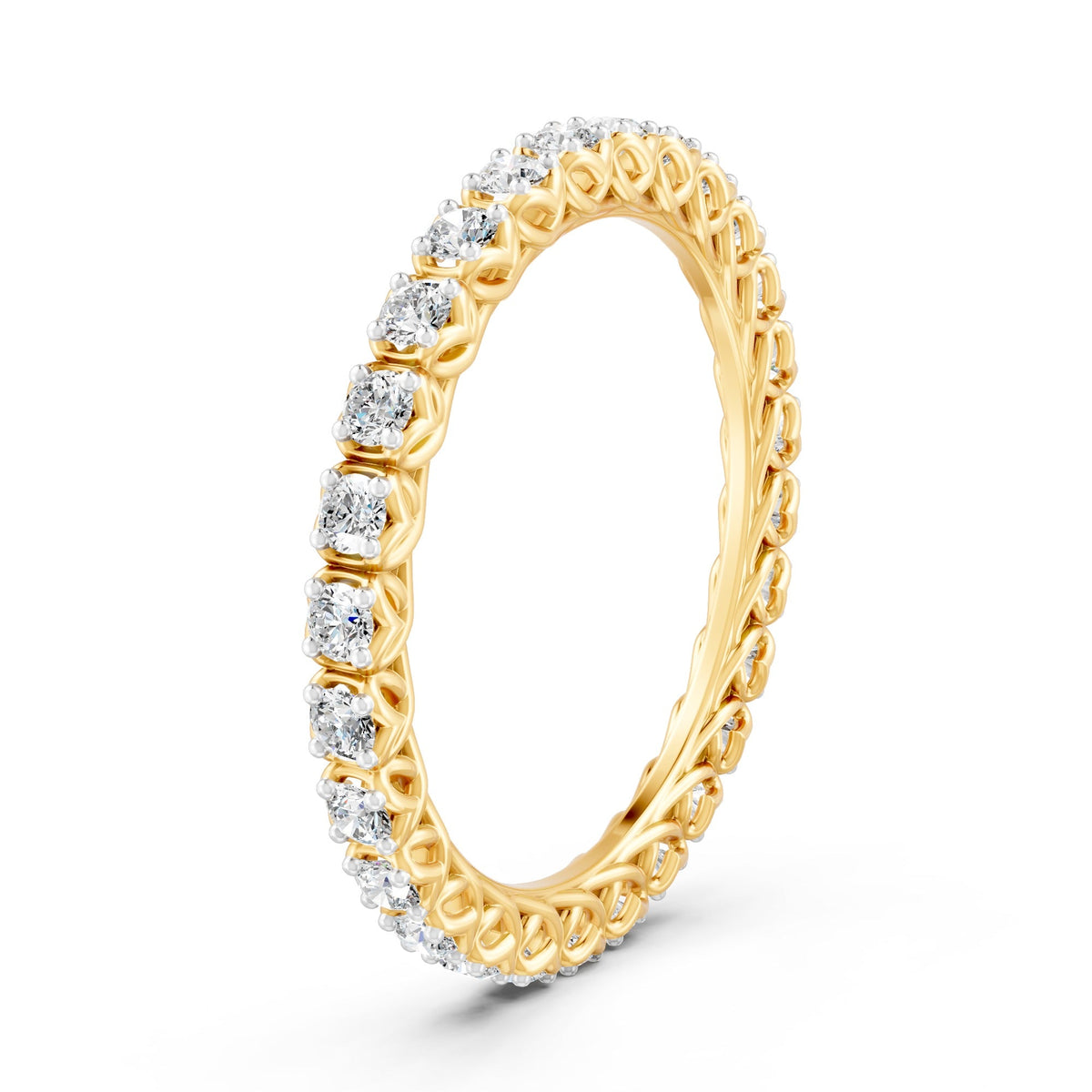 0.54Ct Round Cut Moissanite Full Eternity Band Ring 14K Gold Plated