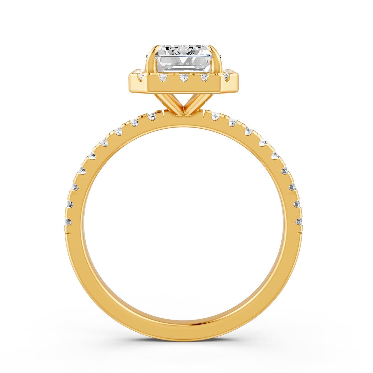 2Ct Emerald Cut Moissanite Engagement Ring 14K Gold Plated