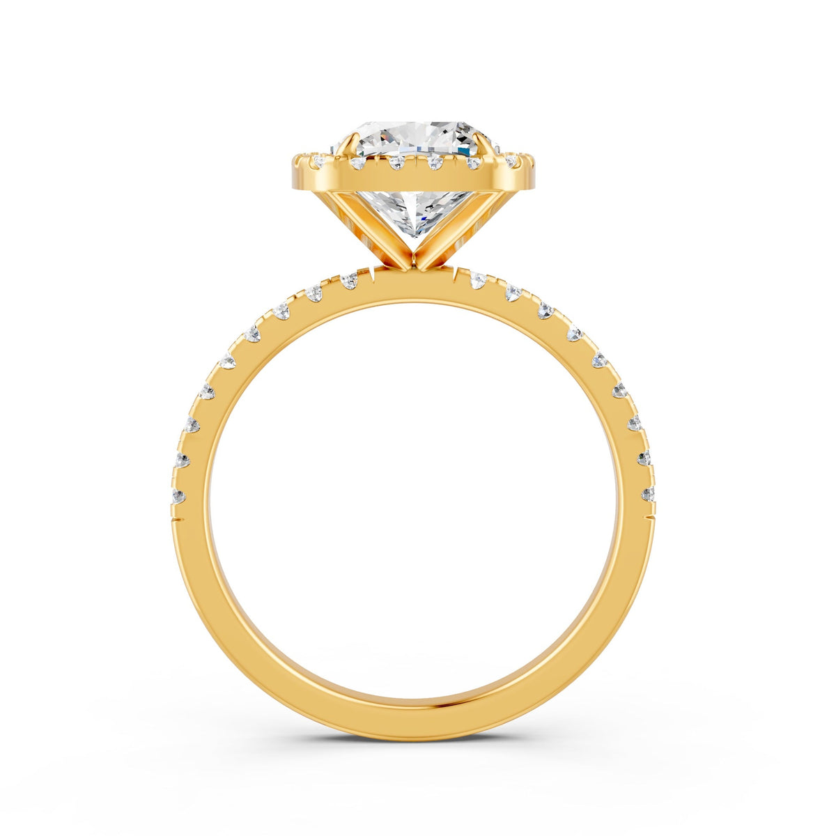 2.09 Ct Cushion & Round Cut Moissanite Engagement Ring 14K Gold Plated