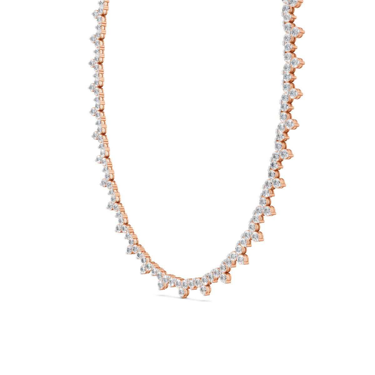 16.90 Ct Round Cut Moissanite Floral Cluster Tennis Necklace 14K Yellow Gold Plated