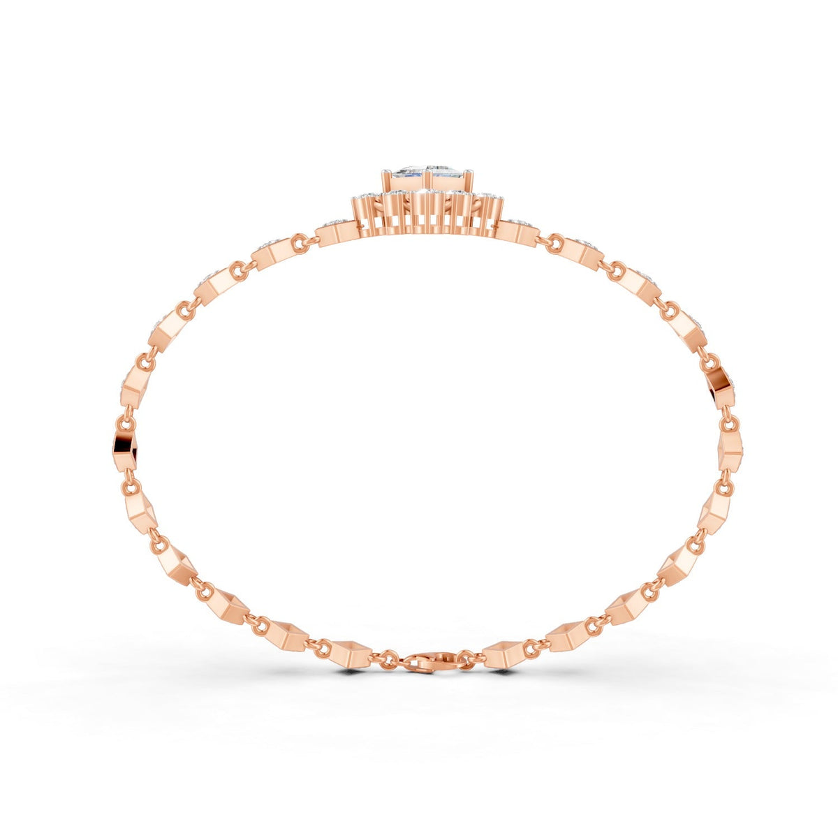 1.70 Ct Round Cut Moissanite Geometric Link Bracelet 14K Yellow Gold Plated
