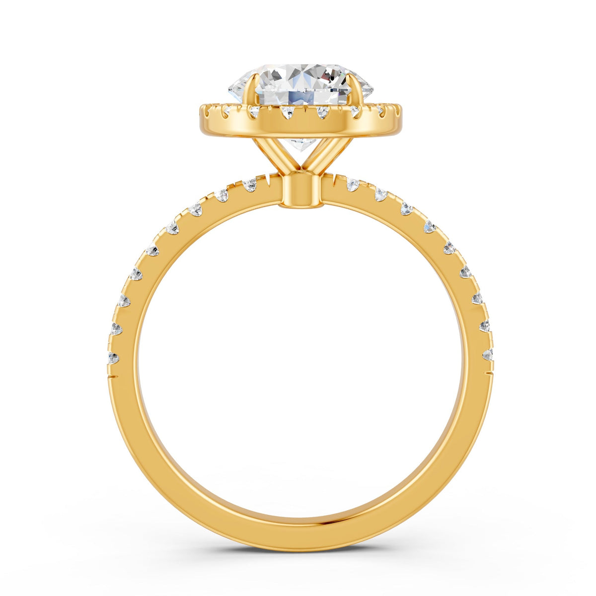 1.87Ct Round Cut Moissanite Halo Engagement Ring 14K Gold Plated