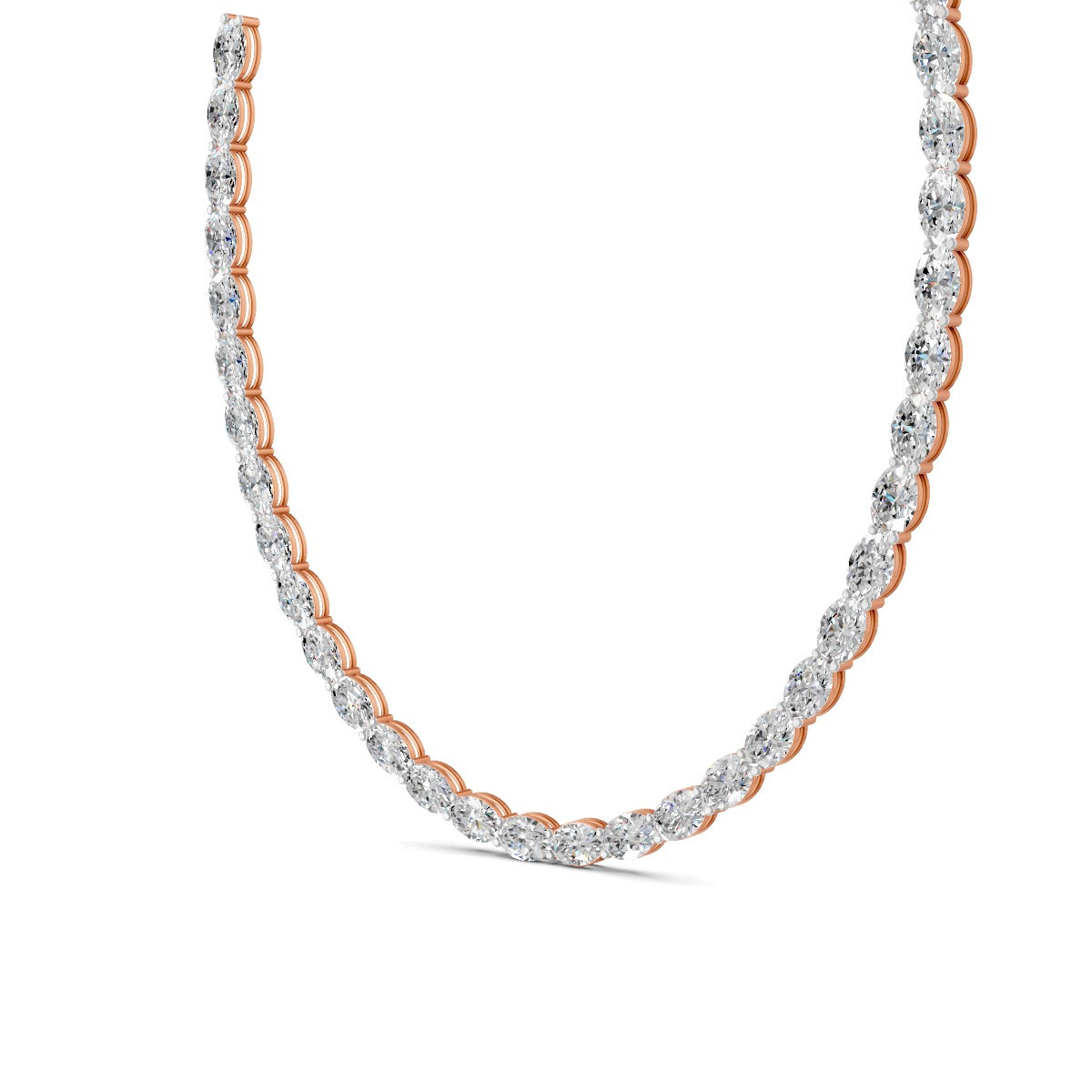 12Ct Oval Cut Moissanite Tennis Necklace 14K Yellow Gold Plated
